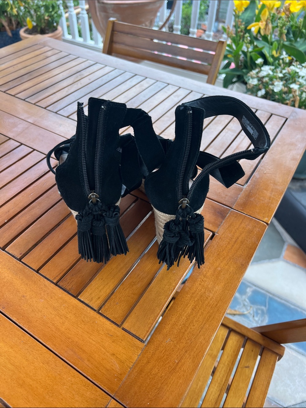 Black Suede Strappy Wedge Sandals - Women - Picture 4 of 7